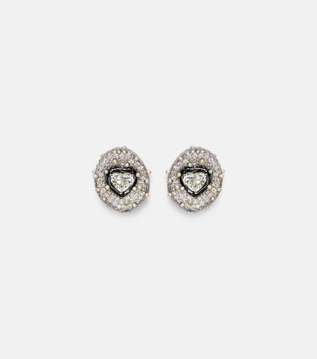 18kt white gold ring with diamonds and enamel | Kamyen