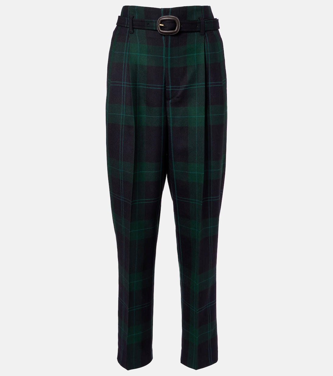 Belted checked high-rise wool tapered pants | Polo Ralph Lauren
