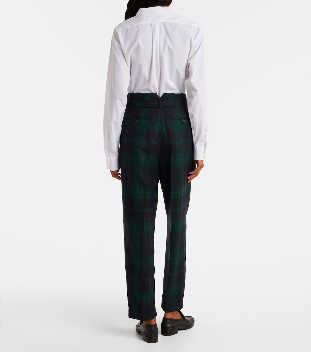 Belted checked high-rise wool tapered pants | Polo Ralph Lauren