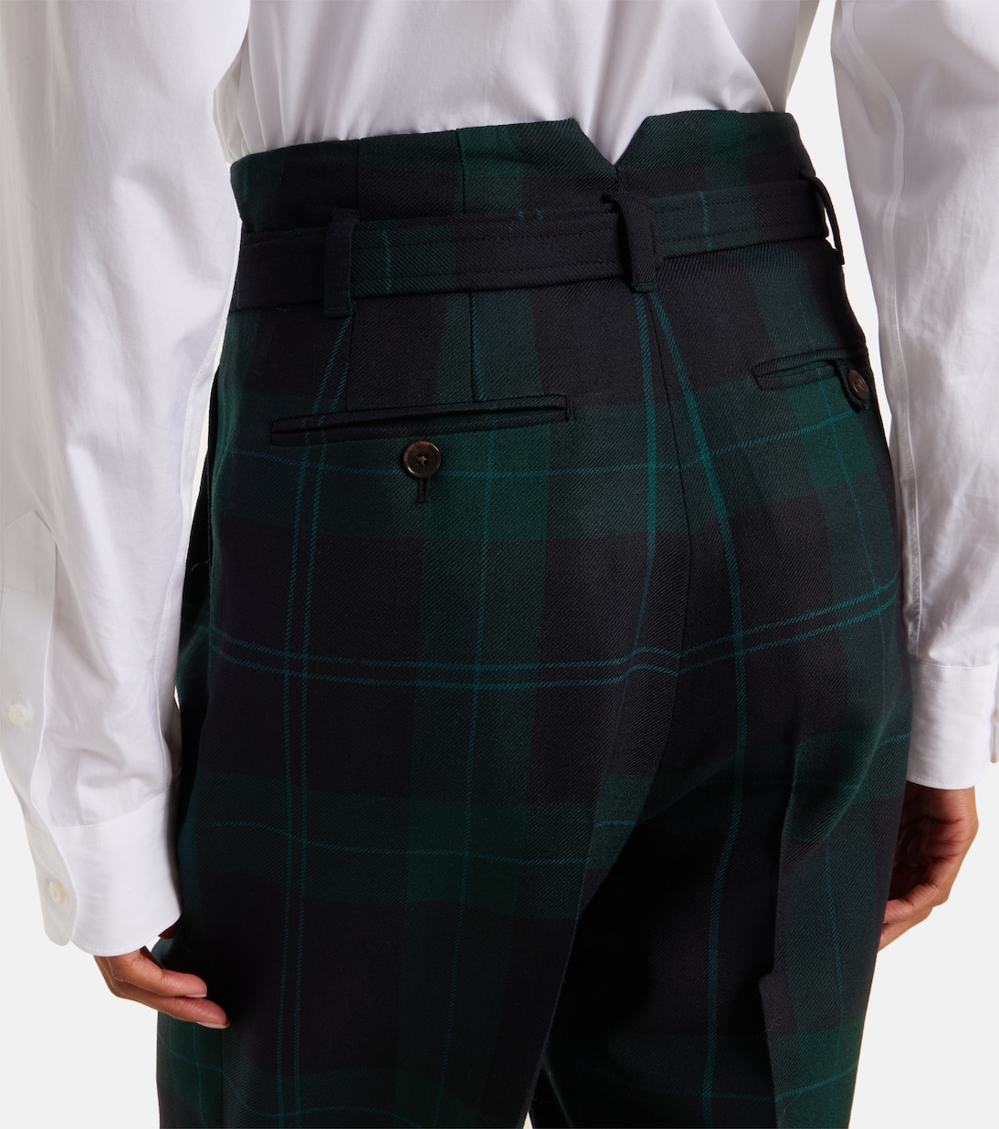 Belted checked high-rise wool tapered pants | Polo Ralph Lauren