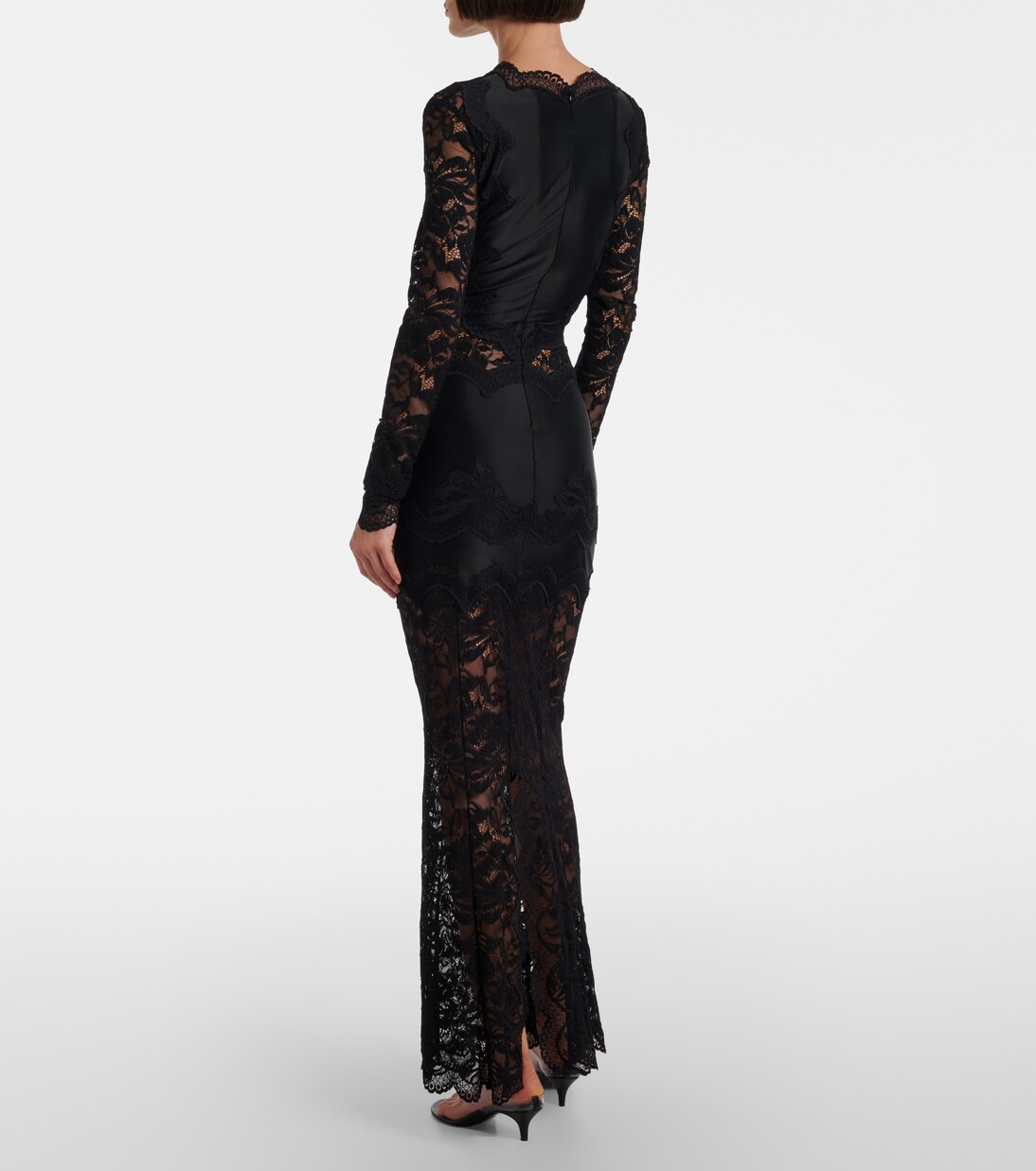 Maxikleid aus Jersey mit Spitze | Rabanne