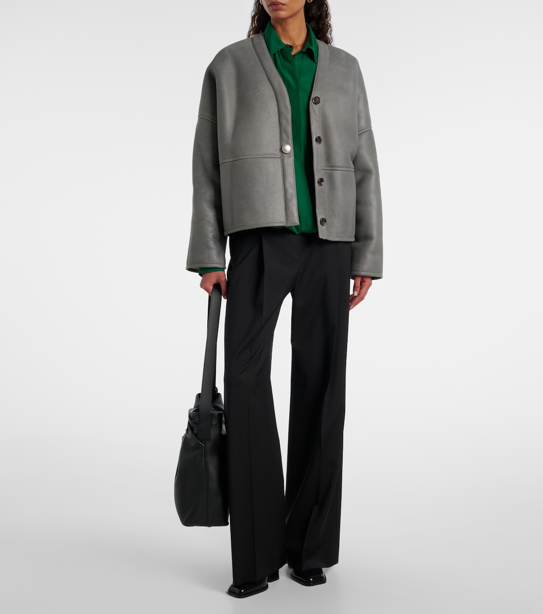 Pebble shearling-lined leather jacket | Loewe