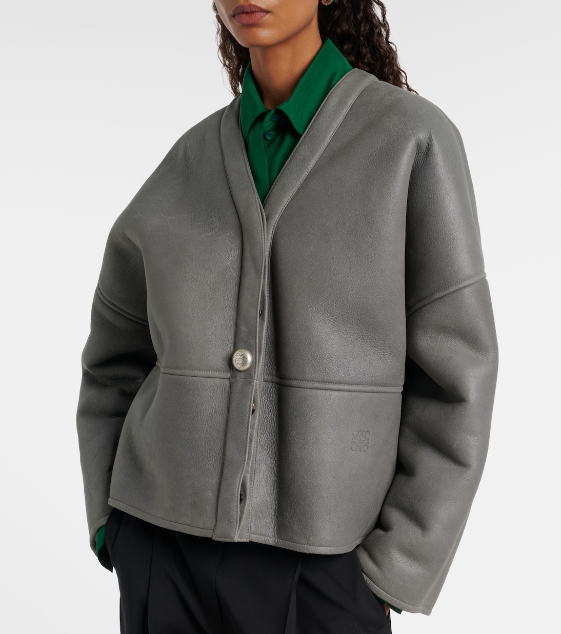 Pebble shearling-lined leather jacket | Loewe