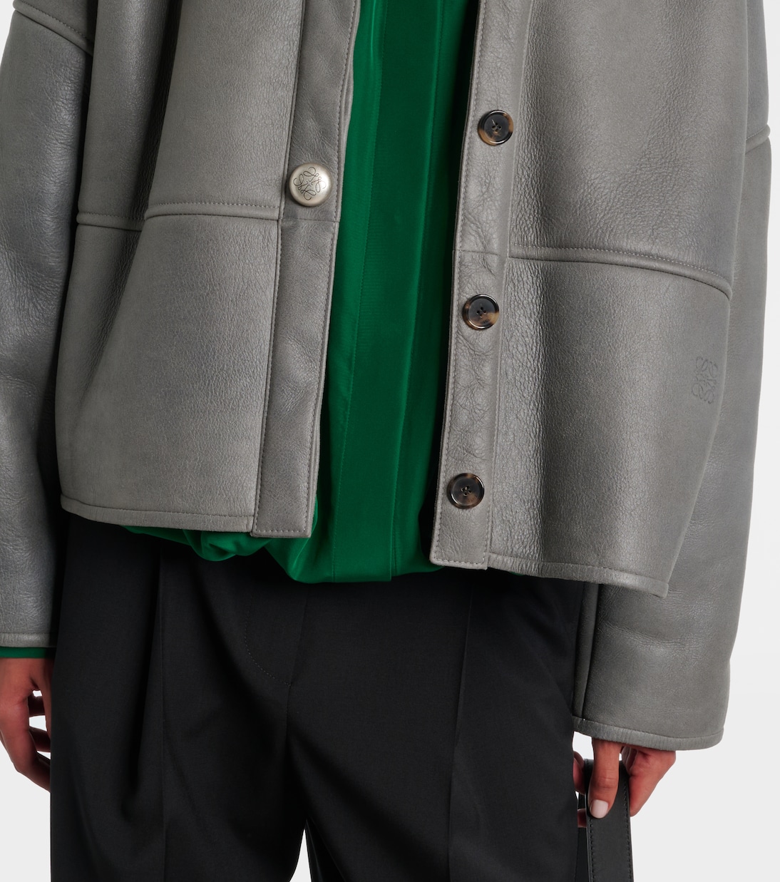 Pebble shearling-lined leather jacket | Loewe