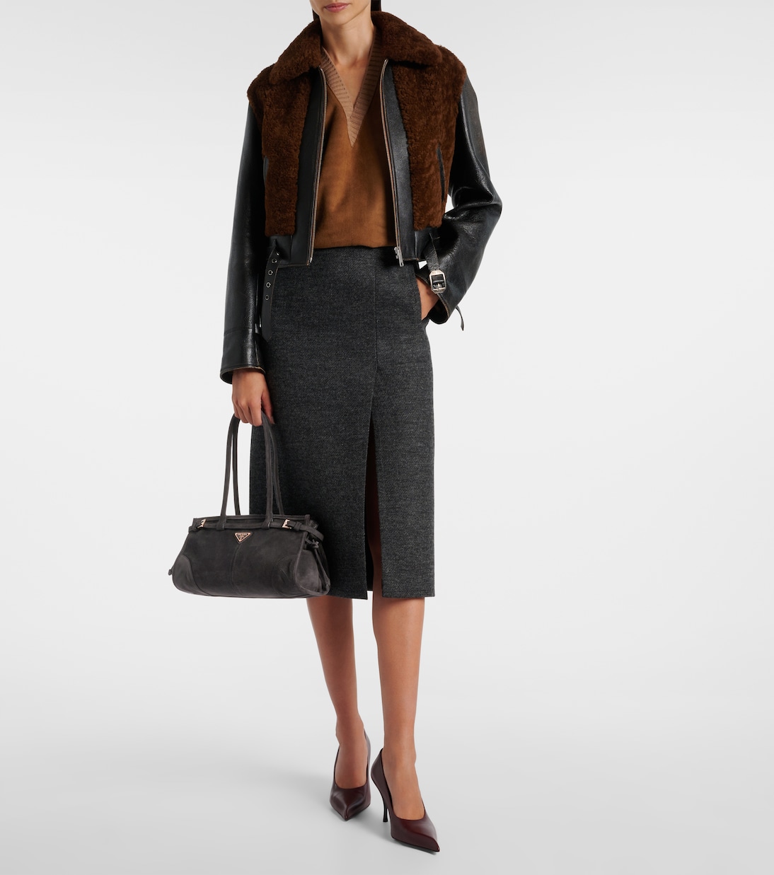 Prada Bonnie Medium suede shoulder bag | Prada