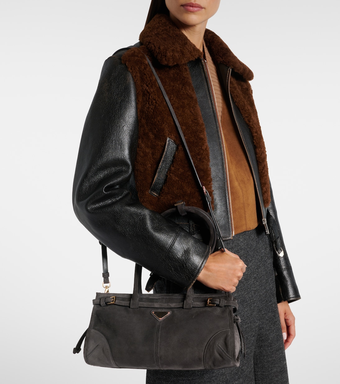 Prada Bonnie Medium suede shoulder bag | Prada