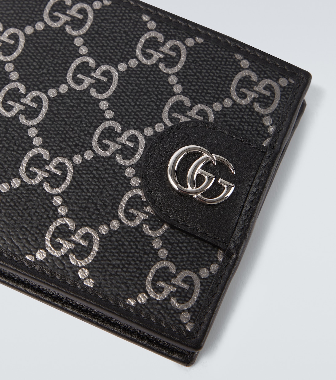 Cartera plegable con piel y GG | Gucci