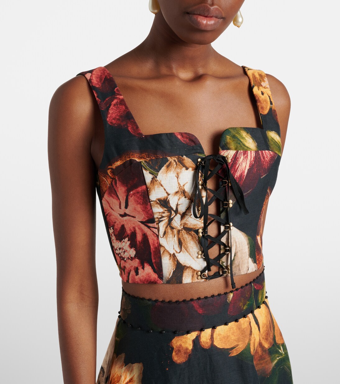 Floral linen crop top | Agua by Agua Bendita