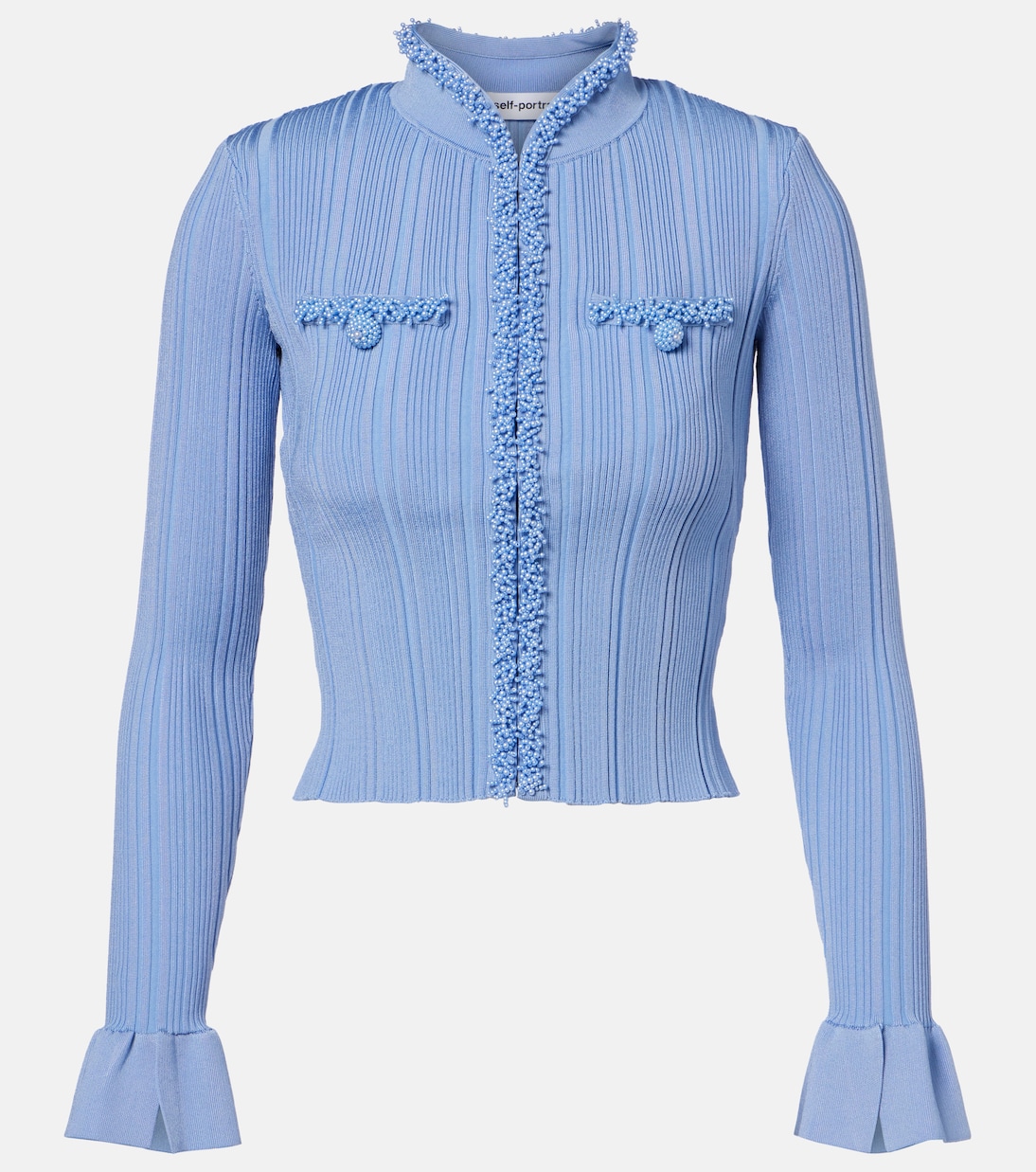 Beaded ribbed-knit cardigan | Self-Portrait