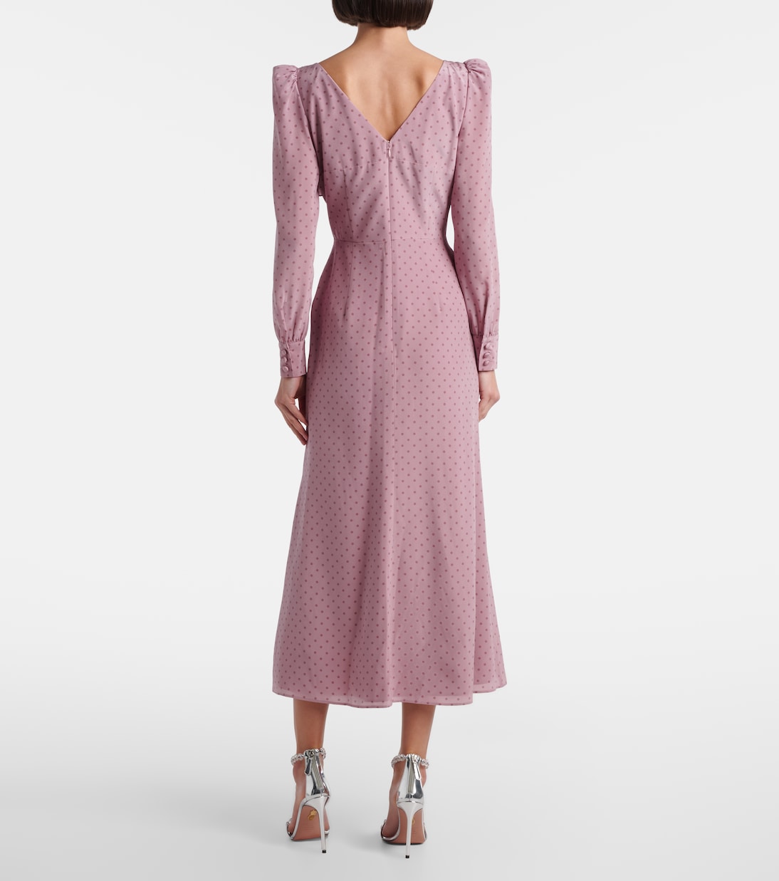 Polka-dot ruffled silk midi dress | Alessandra Rich