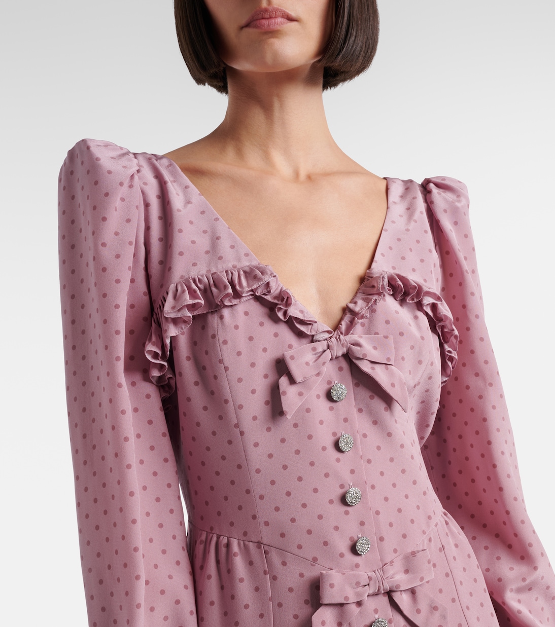 Polka-dot ruffled silk midi dress | Alessandra Rich