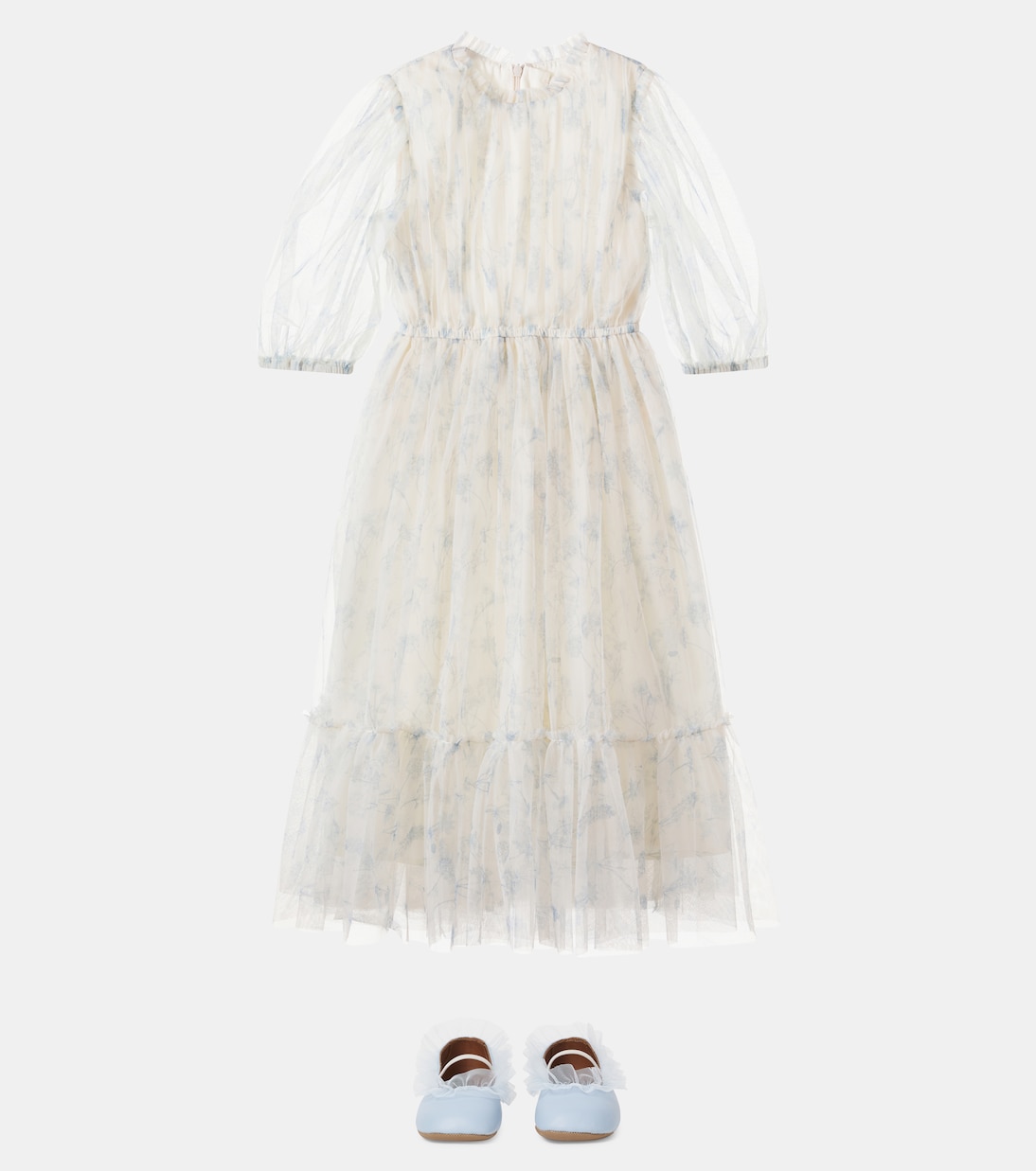 Tulle-trimmed leather ballet flats | PèPè