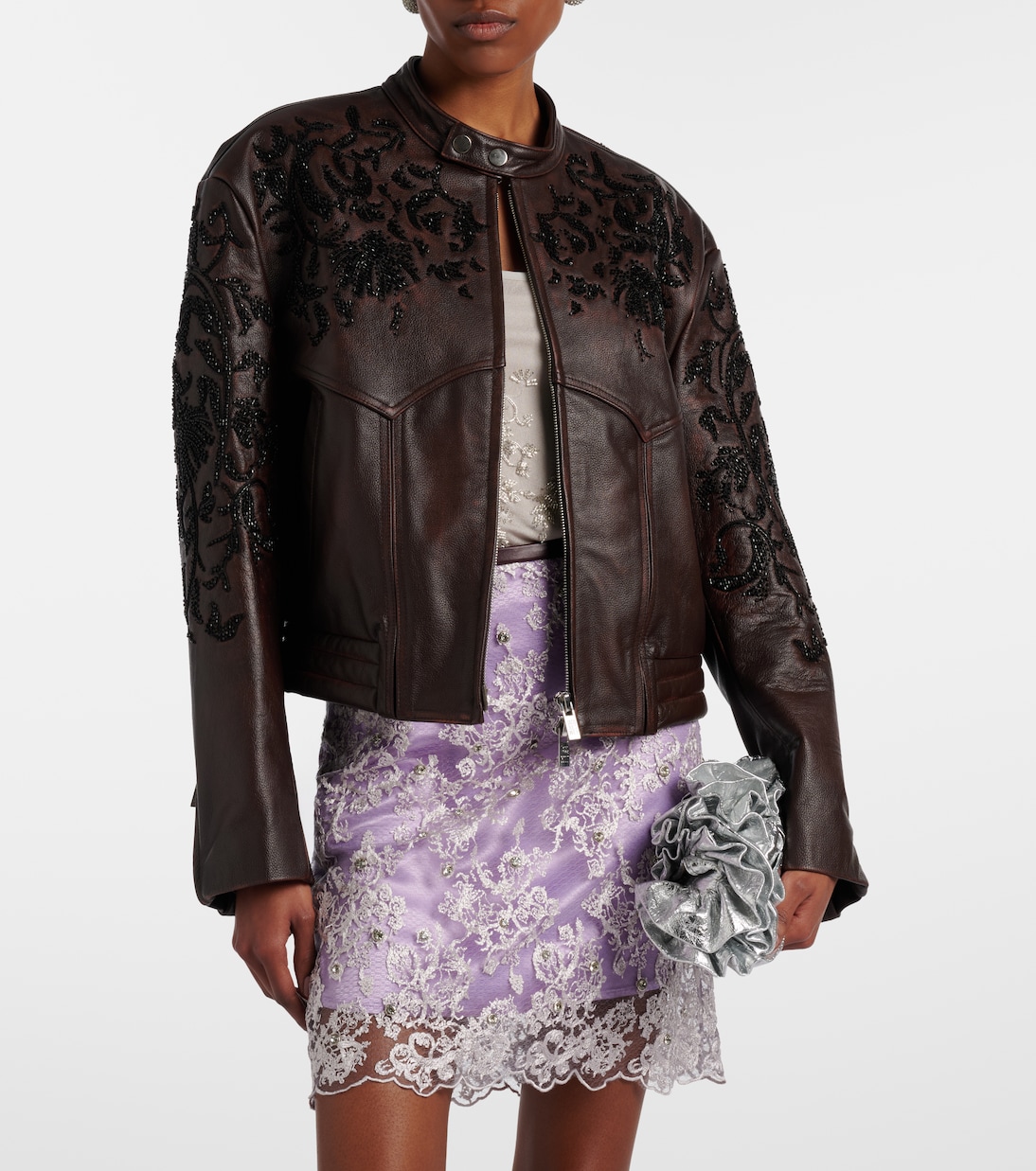 Beaded leather jacket | Jacques Wei