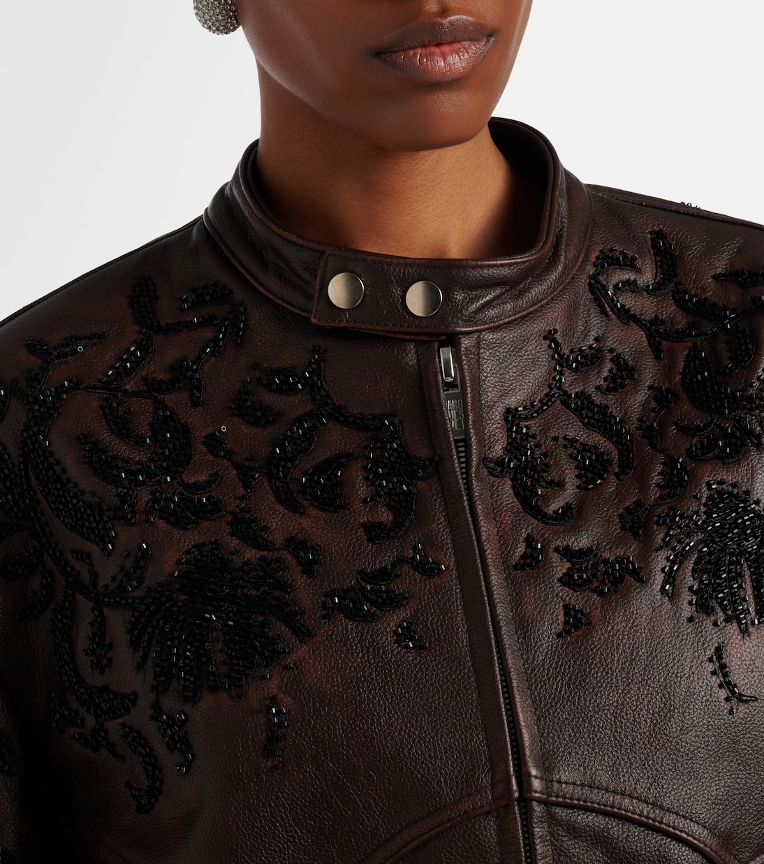 Beaded leather jacket | Jacques Wei