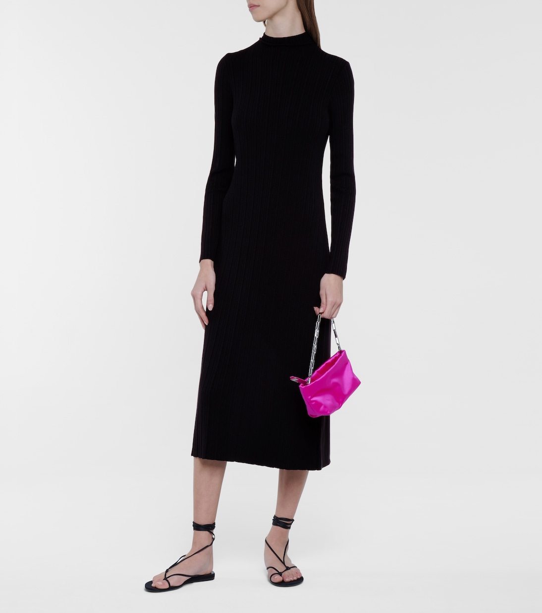 Vestido midi de punto acanalado | Vince