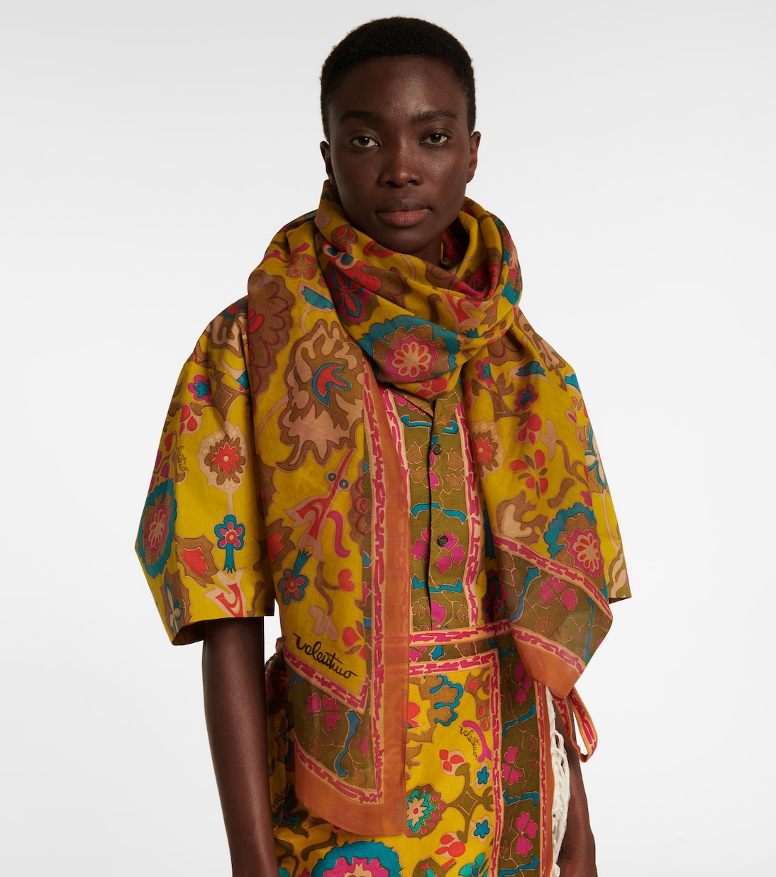 Printed cotton and silk sarong | Valentino