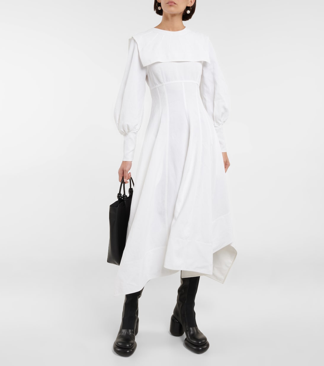 Asymmetric linen midi dress | Jil Sander