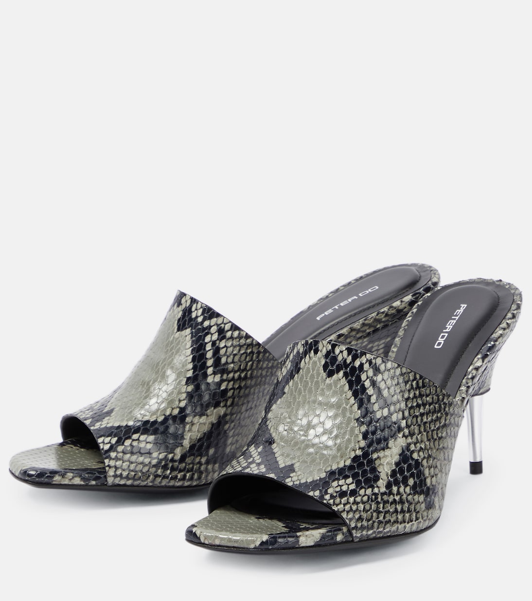 Snake-effect leather mules | Peter Do