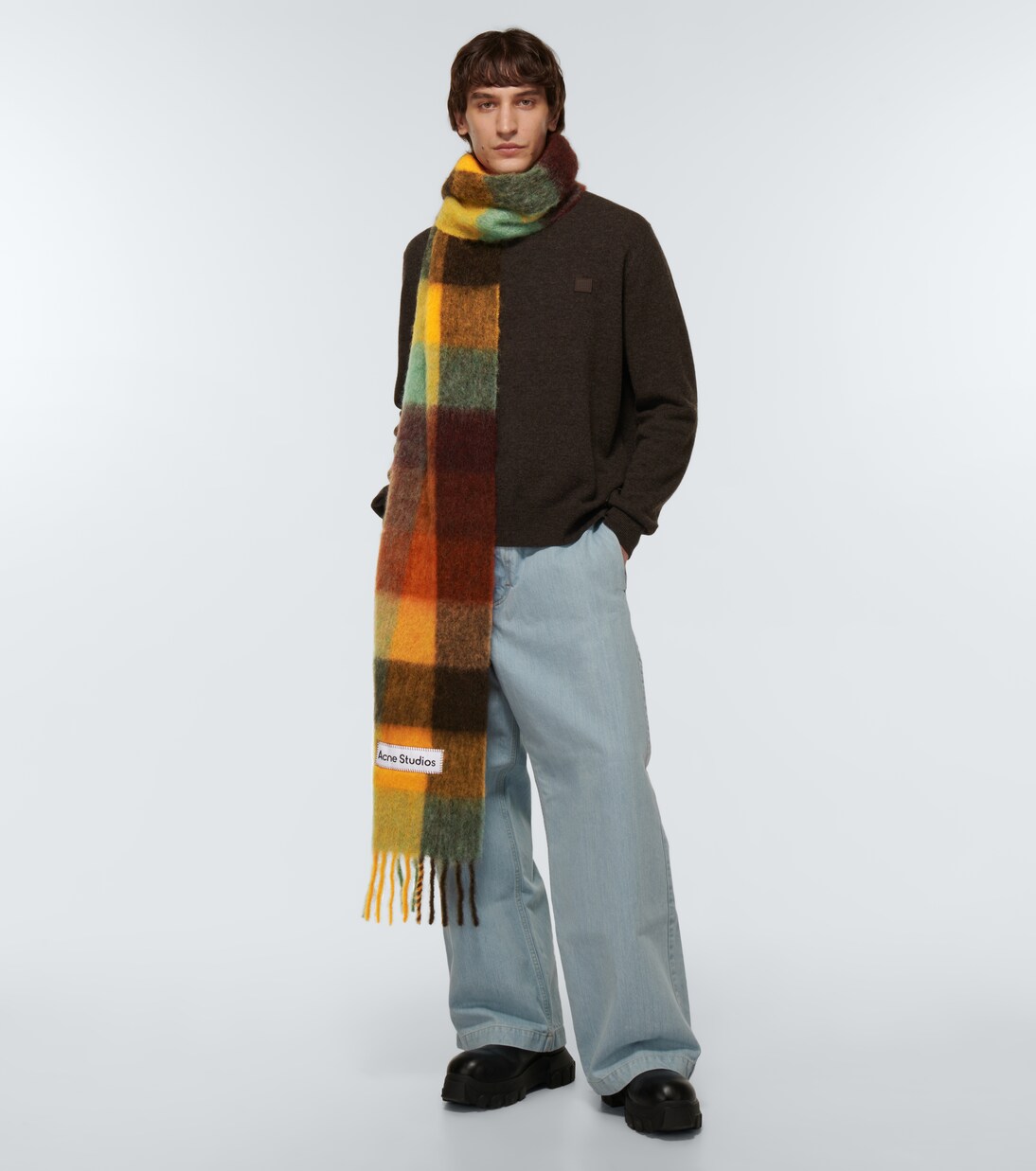 Écharpe en laine mélangée à carreaux | Acne Studios