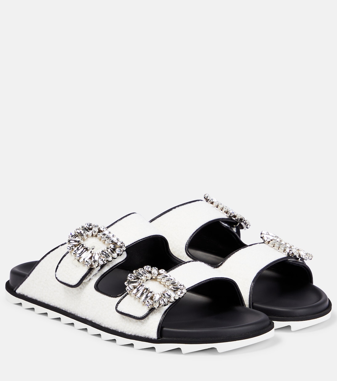 Slidy Viv’ embellished bouclé sandals | Roger Vivier