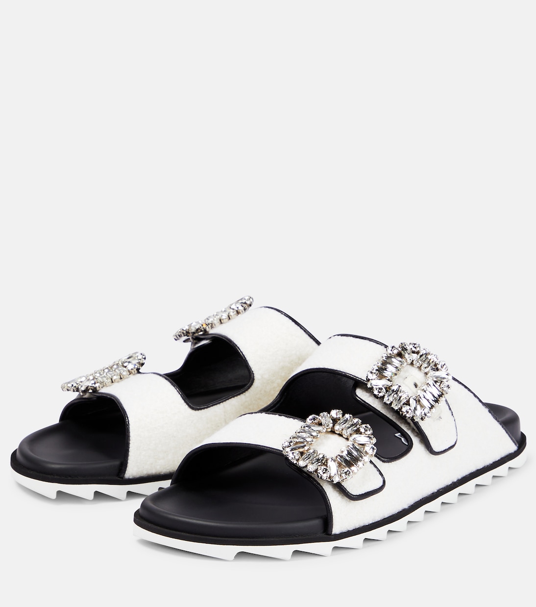 Slidy Viv’ embellished bouclé sandals | Roger Vivier