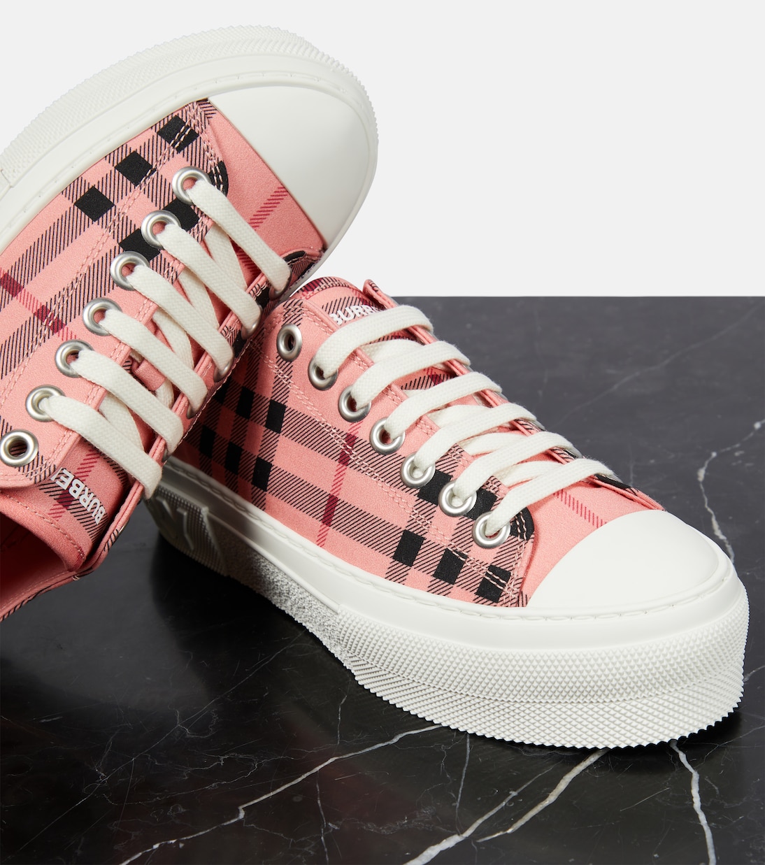 Vintage Check canvas sneakers in pink Burberry Mytheresa