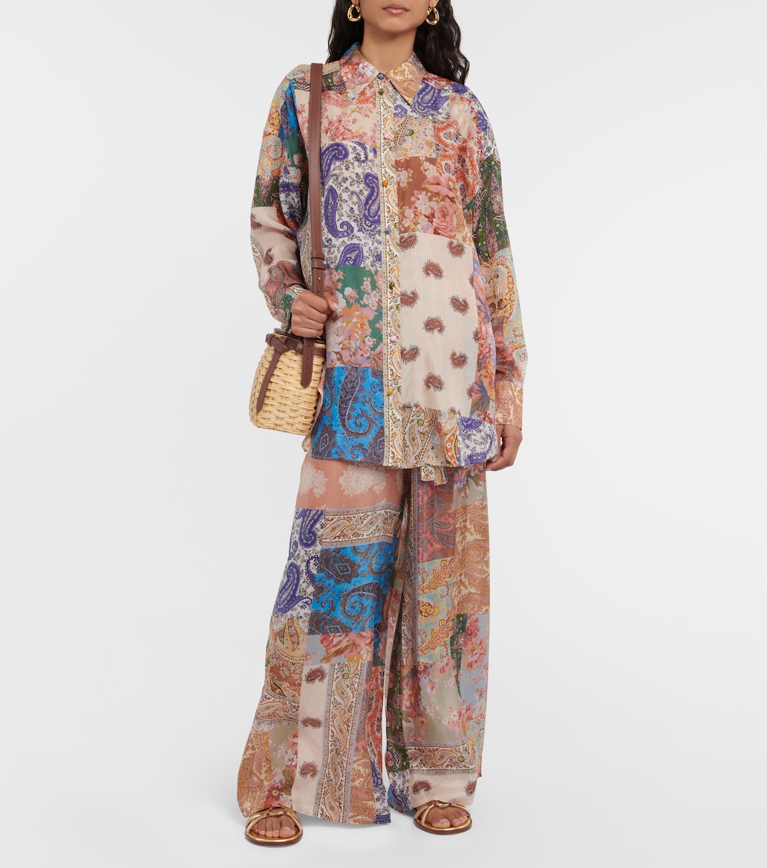 Devi oversized patchwork silk shirt | Zimmermann