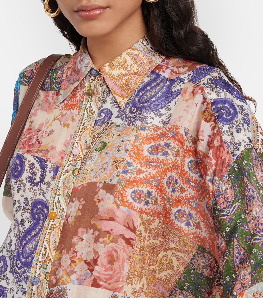 Devi oversized patchwork silk shirt | Zimmermann