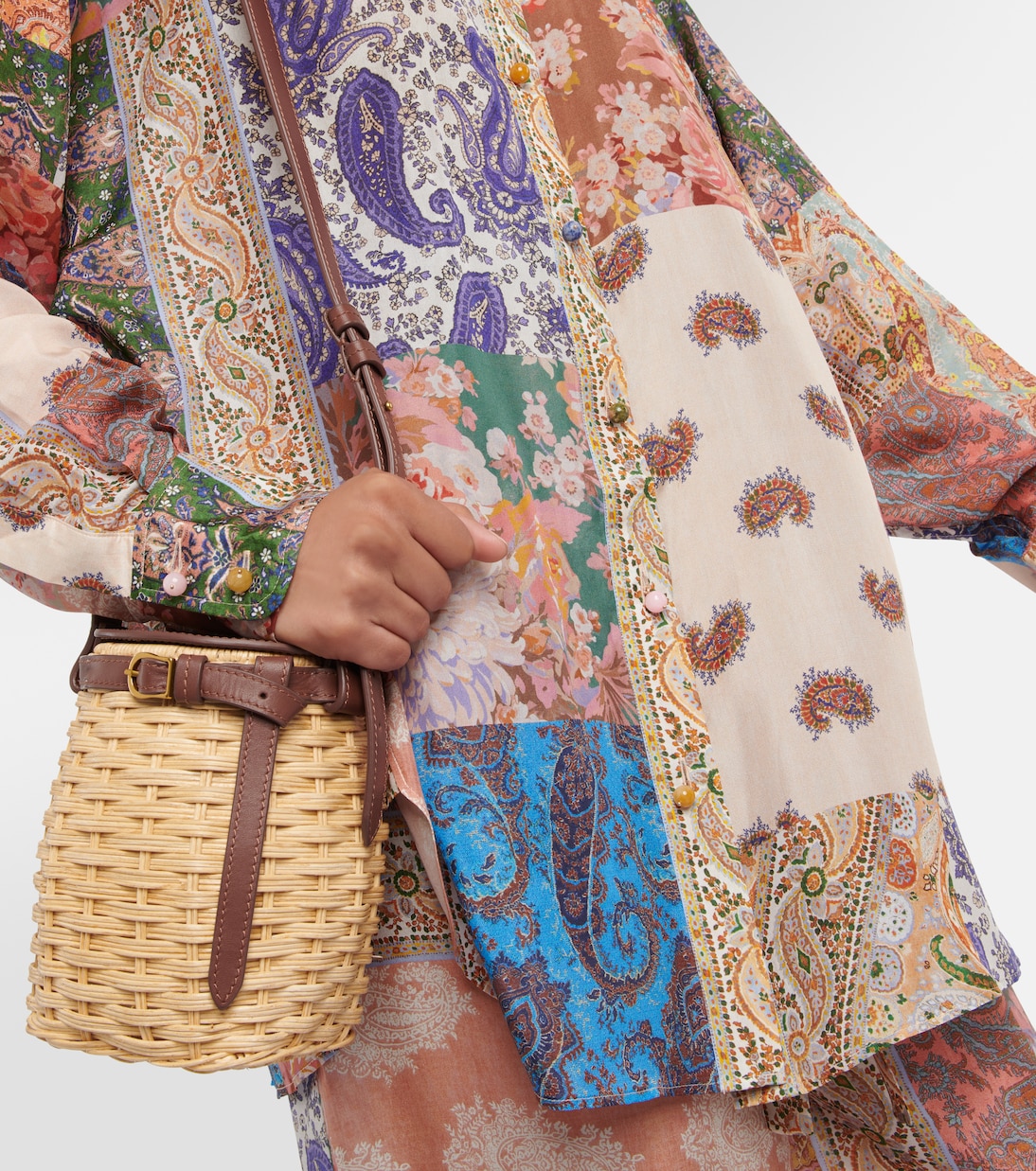 Devi oversized patchwork silk shirt | Zimmermann