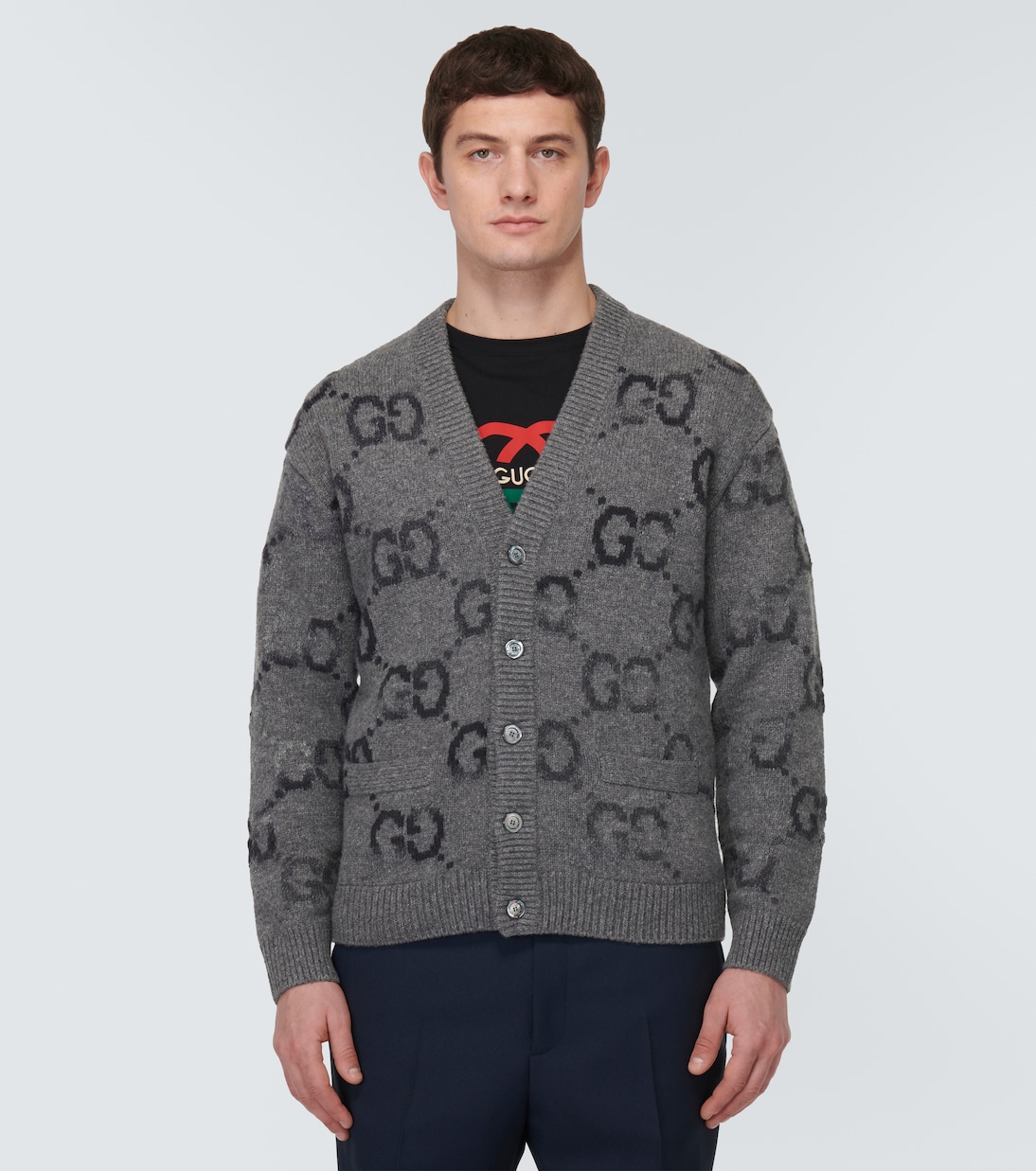 Jumbo GG intarsia wool-blend cardigan | Gucci