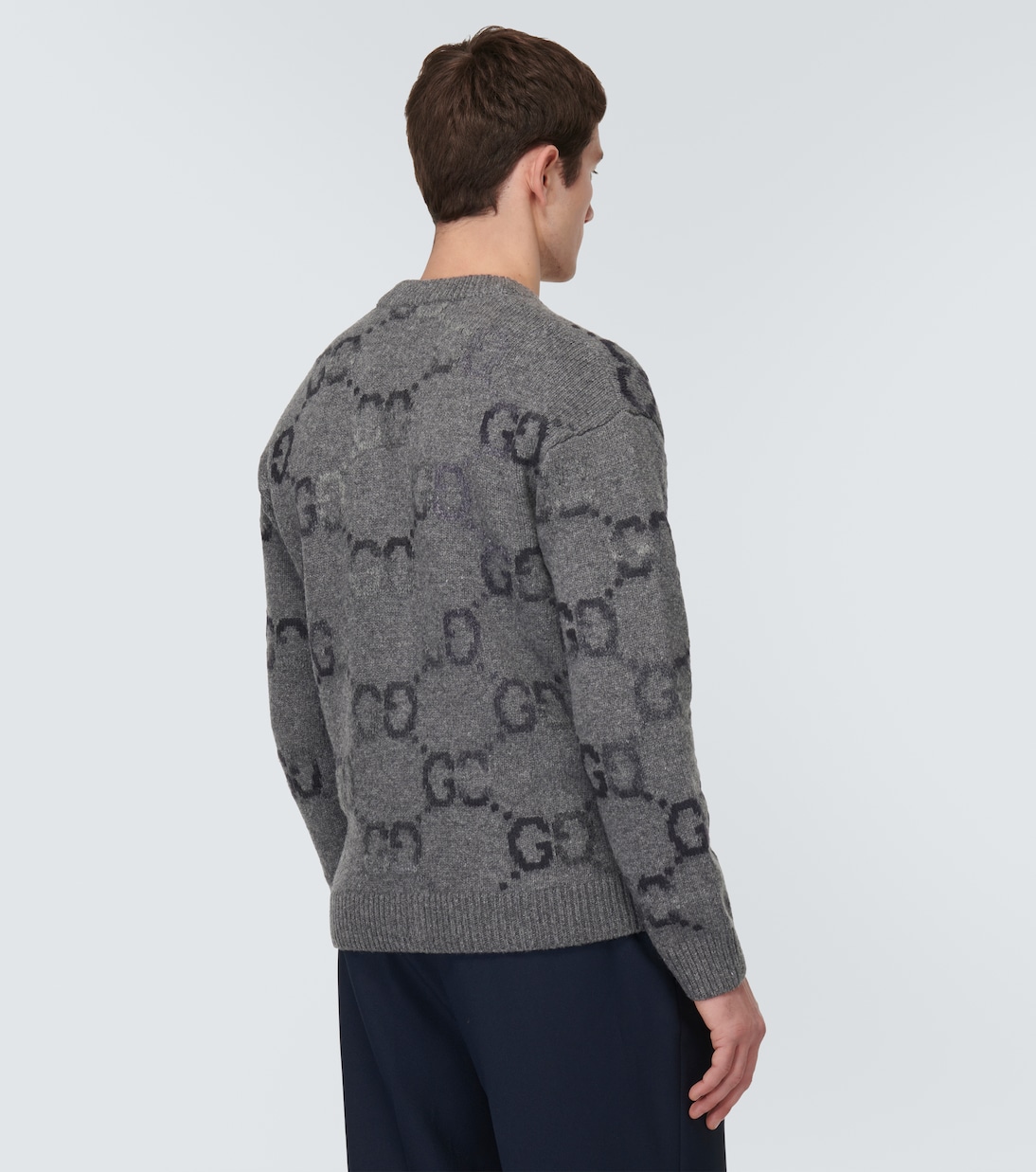 Jumbo GG intarsia wool blend cardigan in grey Gucci Mytheresa