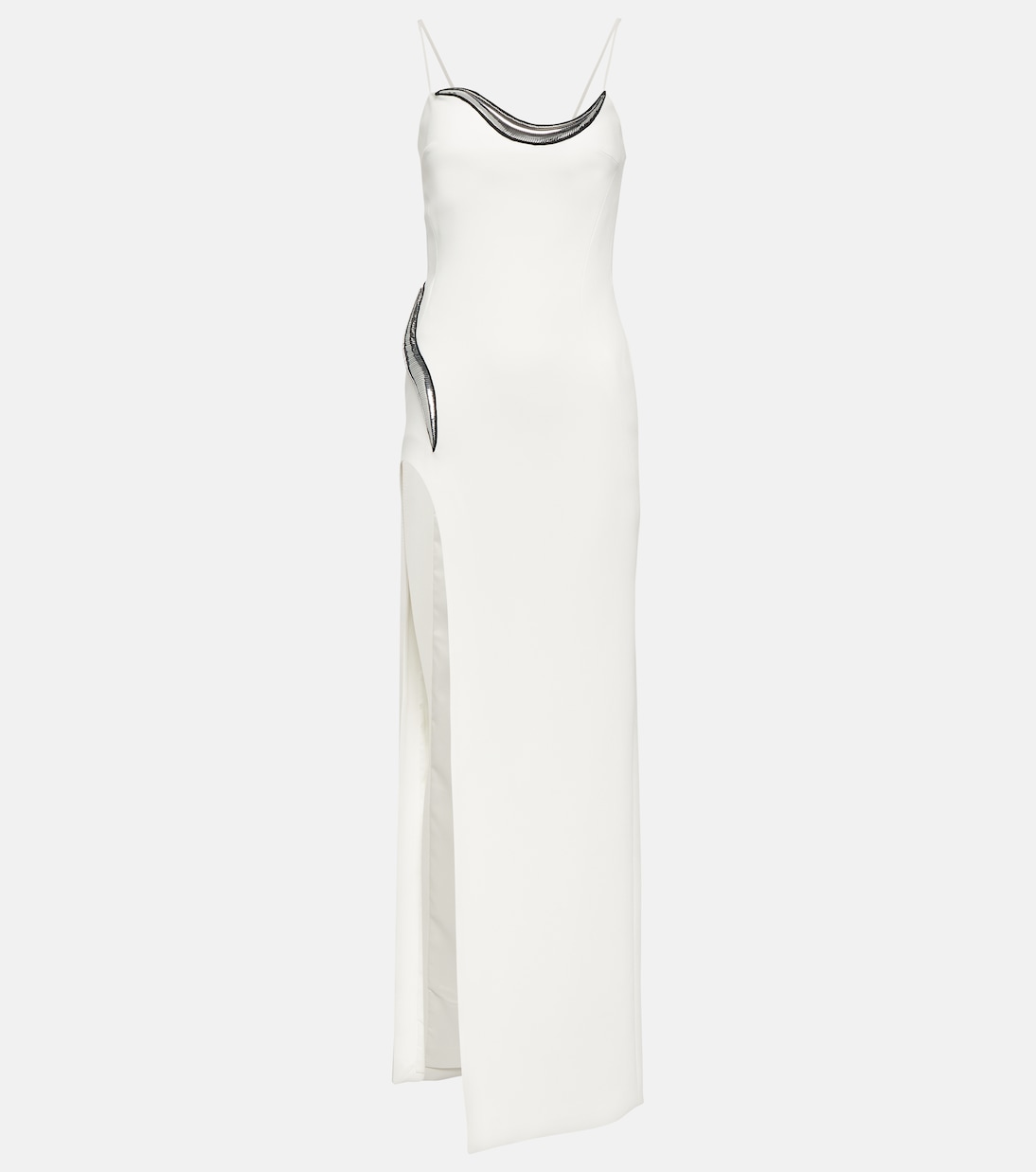 Robe longue en crêpe à ornements | David Koma