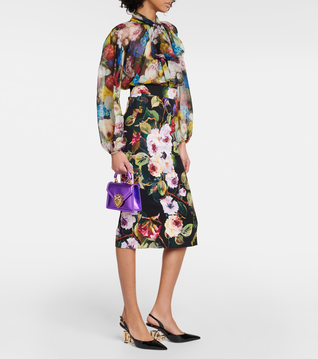 Blusa in chiffon di seta a fiori | Dolce&Gabbana