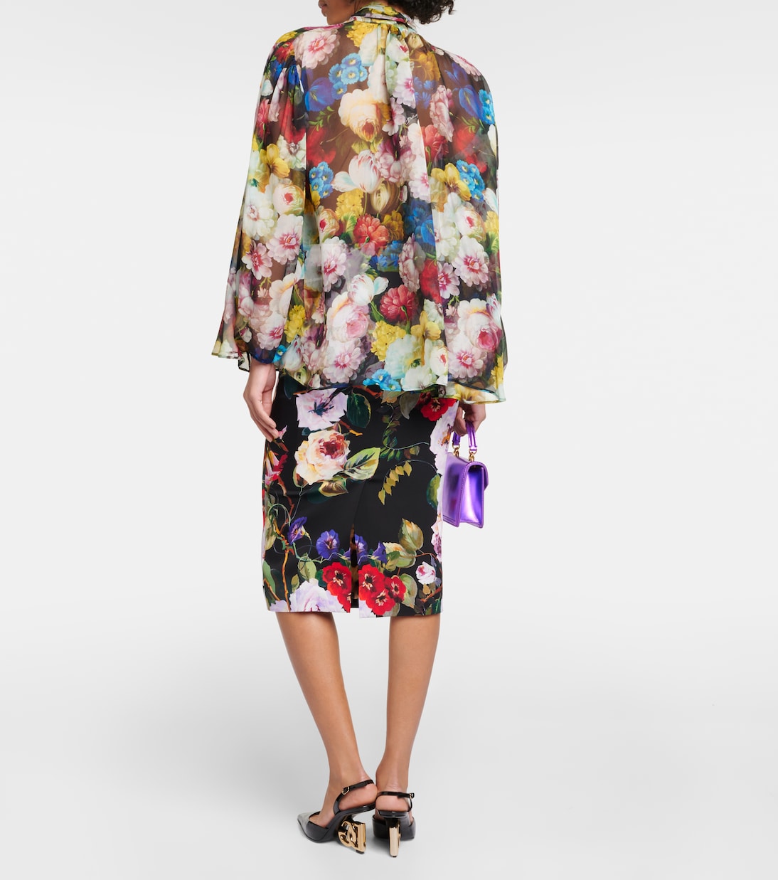 Blusa in chiffon di seta a fiori | Dolce&Gabbana