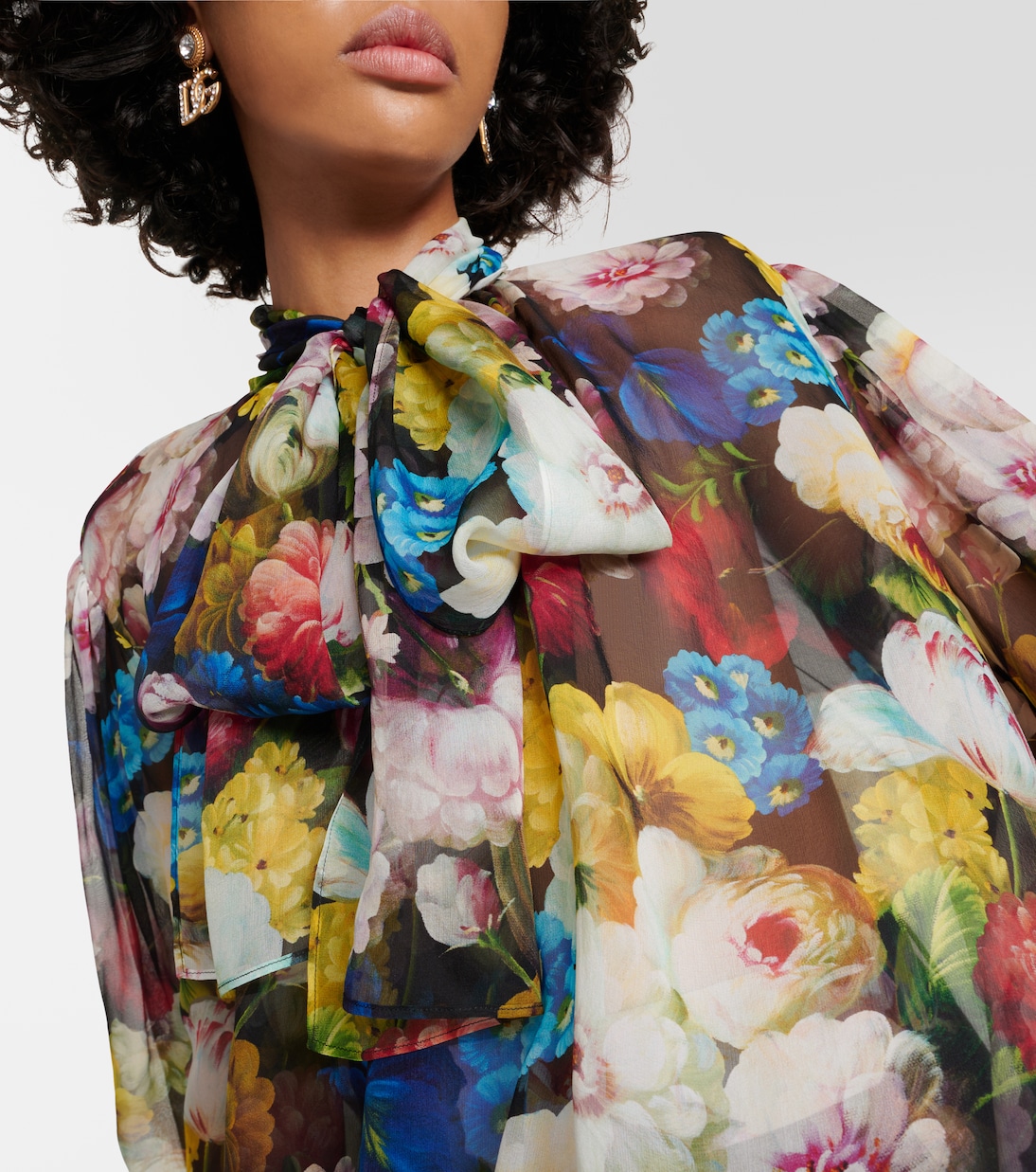 Blusa in chiffon di seta a fiori | Dolce&Gabbana