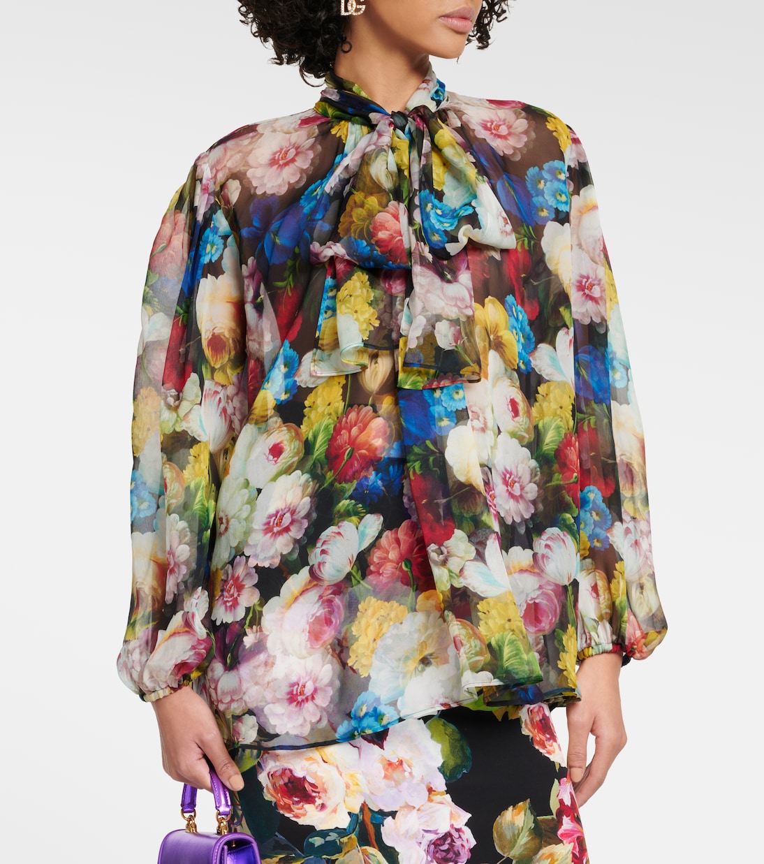 Blusa in chiffon di seta a fiori | Dolce&Gabbana