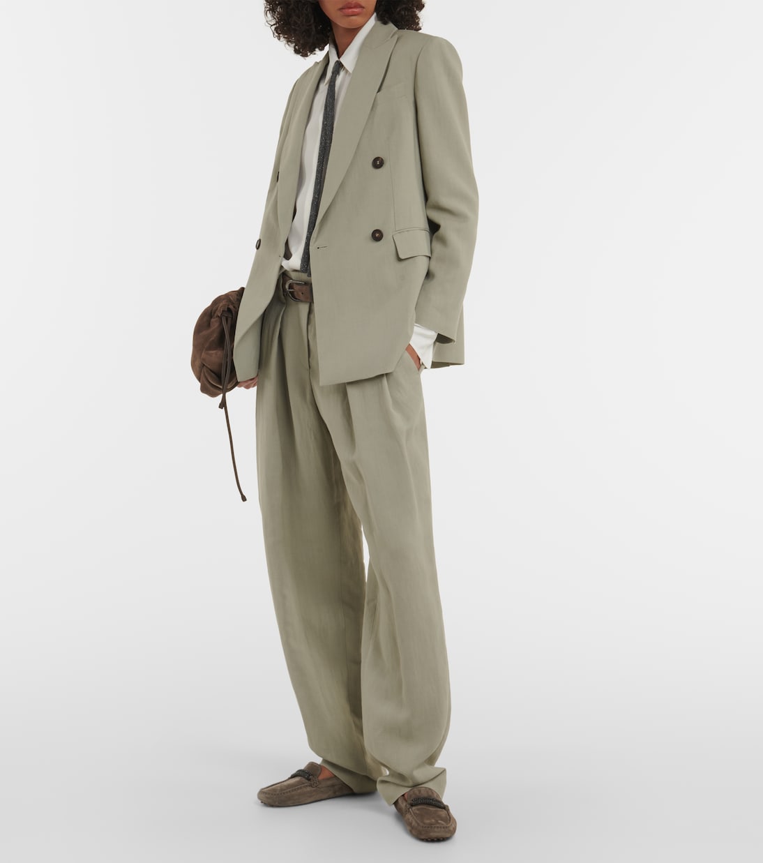 Pantaloni a gamba larga in twill | Brunello Cucinelli