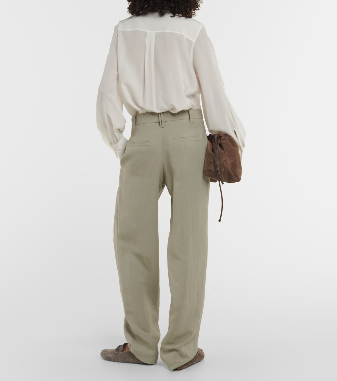 Pantaloni a gamba larga in twill | Brunello Cucinelli