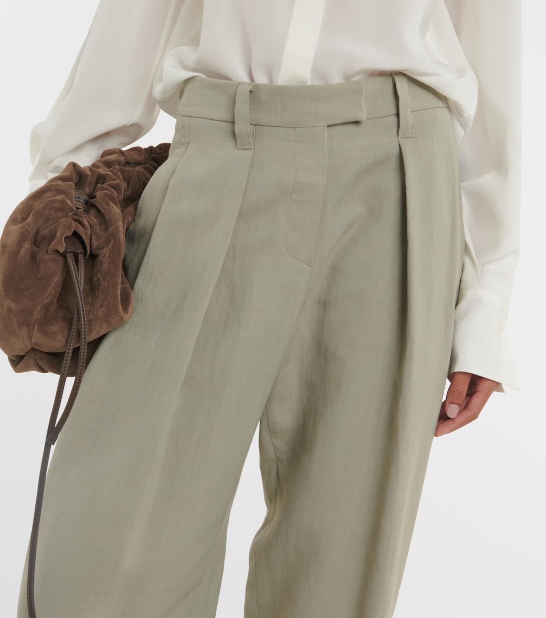 Pantaloni a gamba larga in twill | Brunello Cucinelli