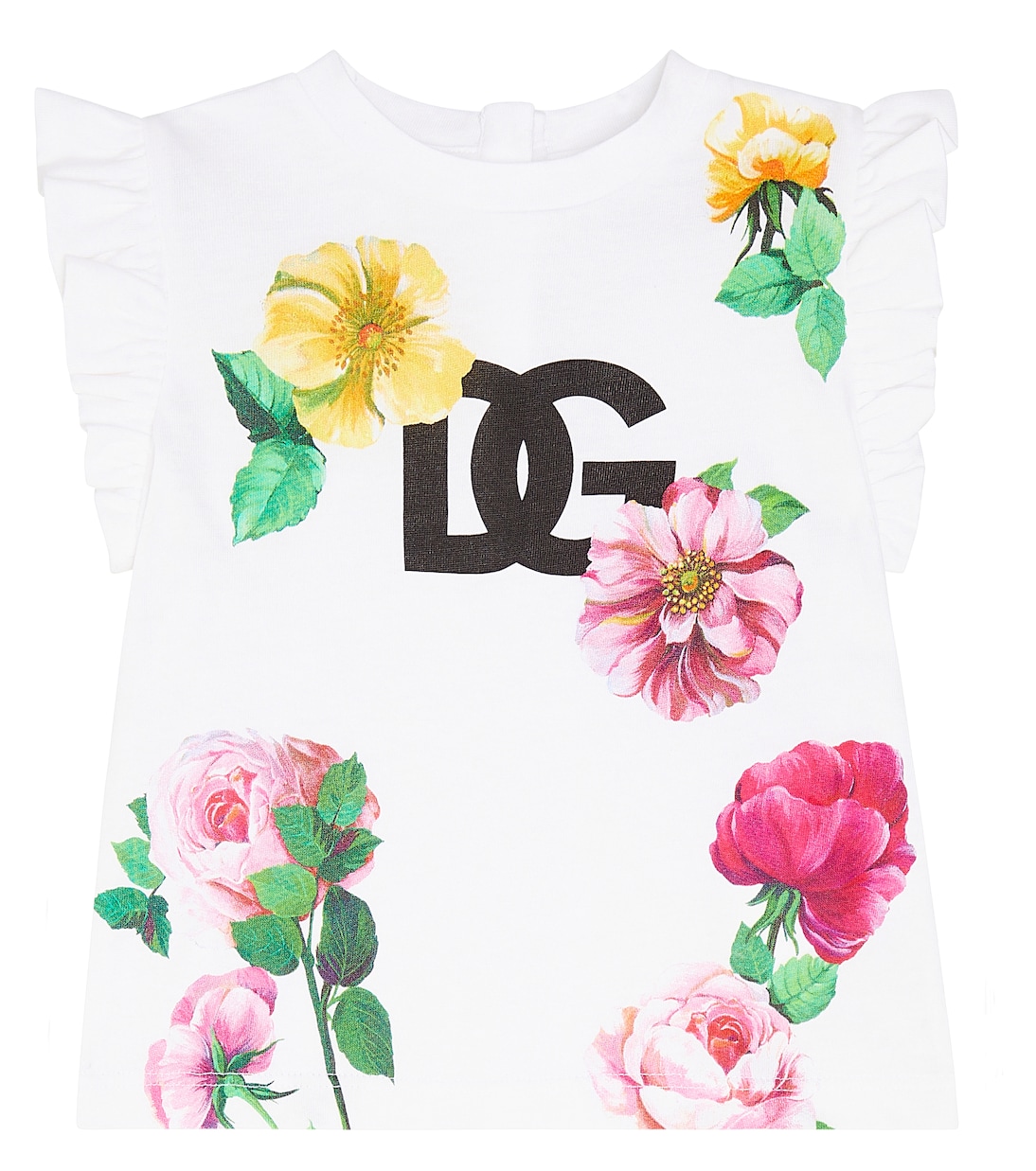 Bébé – T-shirt DG en coton à fleurs | Dolce&Gabbana Kids