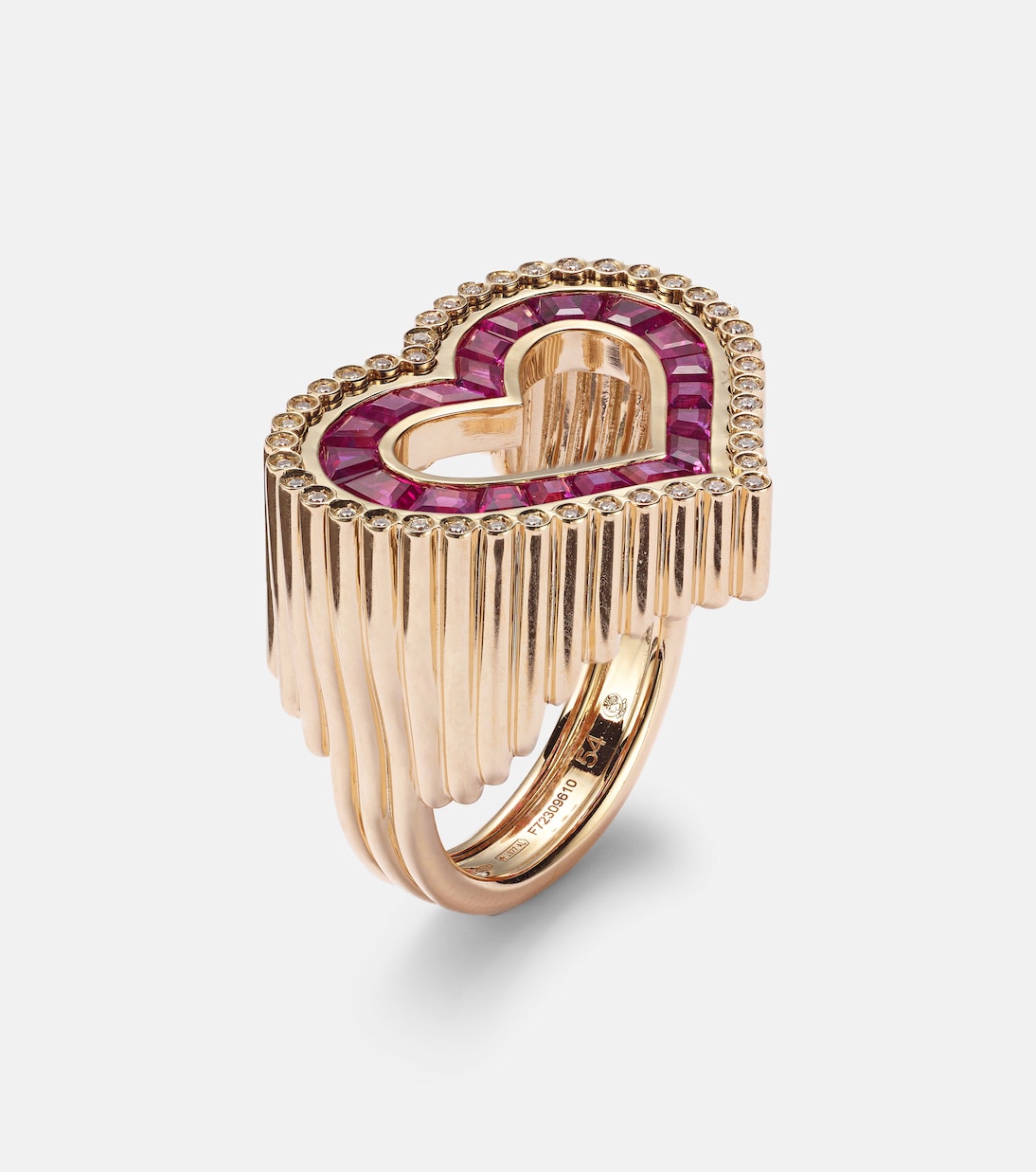 Anello in oro 18kt MARIE LICHTENBERG con diamanti e rubini, perfetto per giovani amanti del lusso