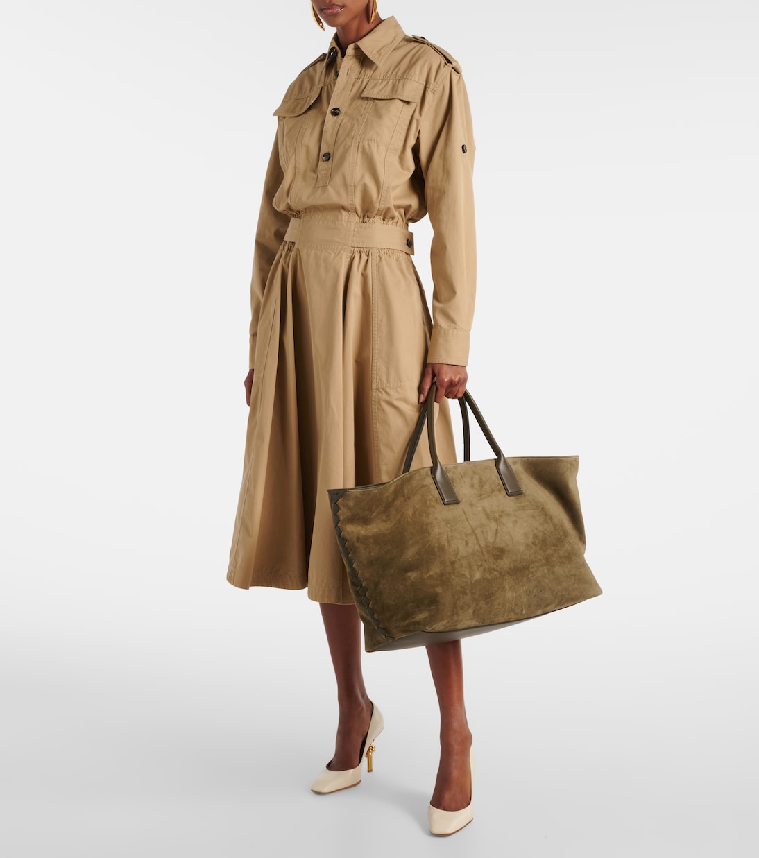 Borsa Cabat Large in suede | Bottega Veneta