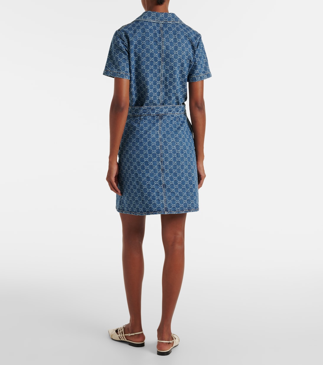 Falda Midis de Jacquard Denim Plisado Estilo Gucci GG para Jóvenes