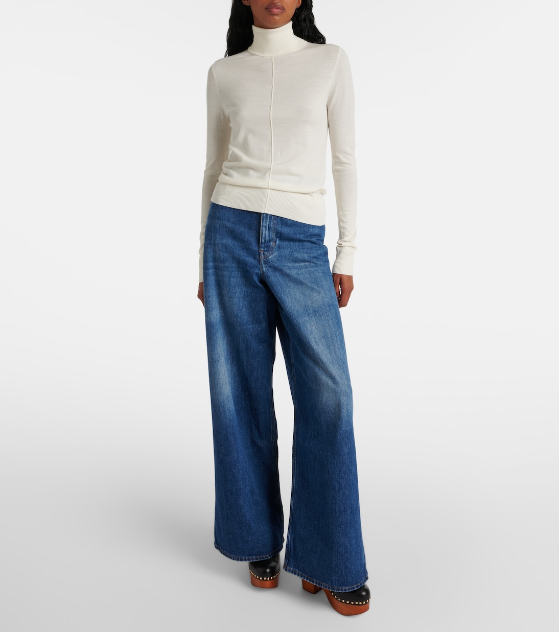 Semi-sheer wool turtleneck top | Chloé