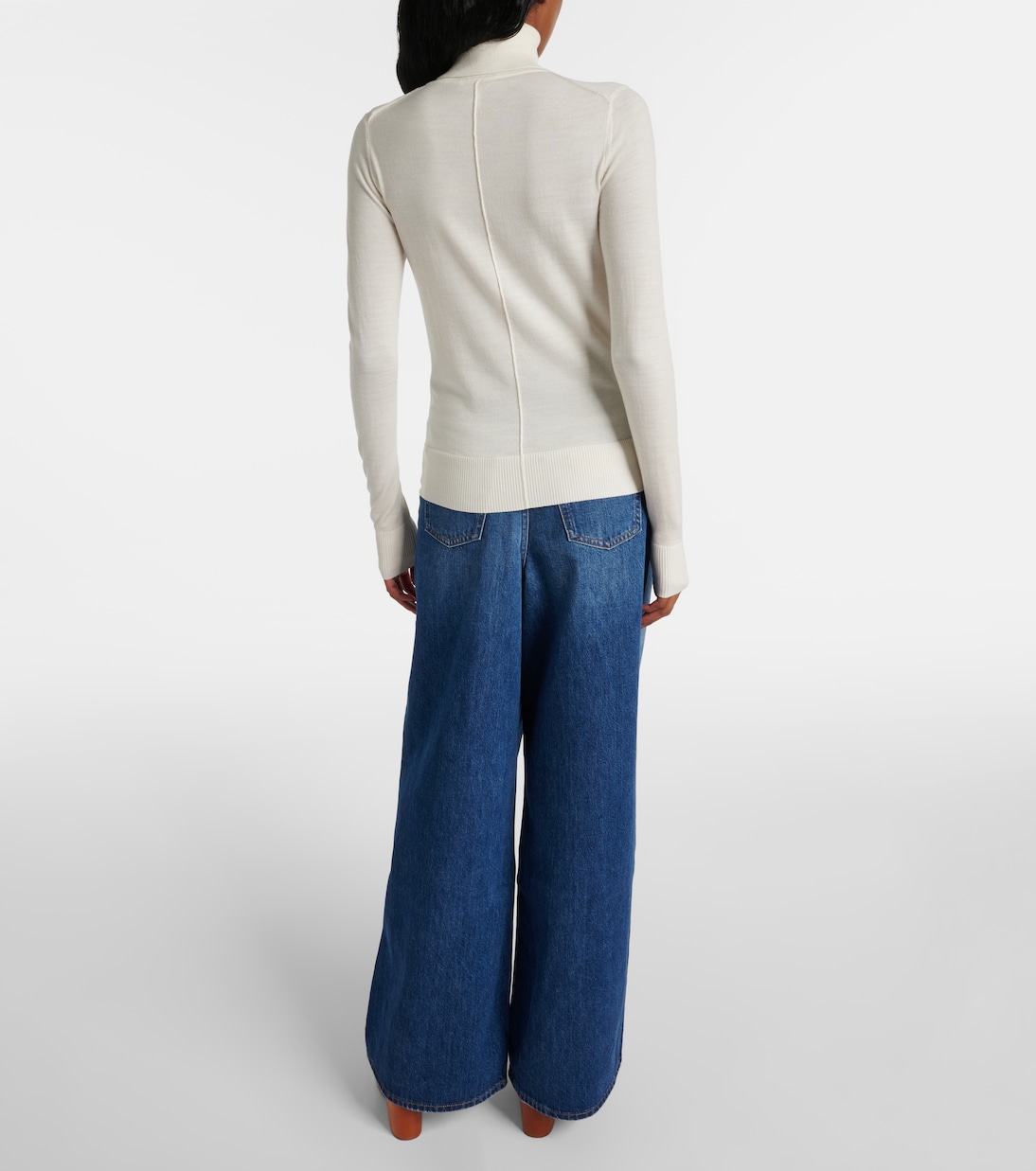 Semi-sheer wool turtleneck top | Chloé