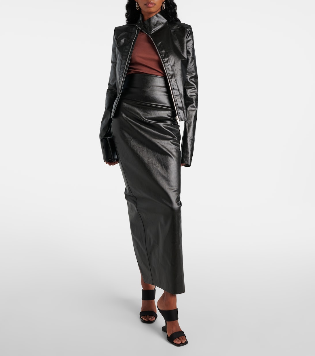 Gonna lunga in misto cotone rivestito | Rick Owens