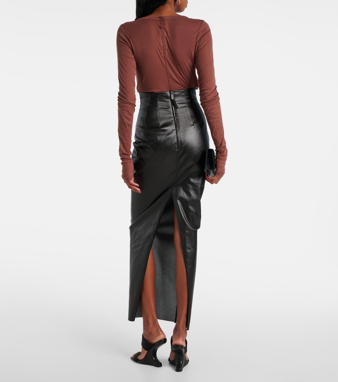 Gonna lunga in misto cotone rivestito | Rick Owens