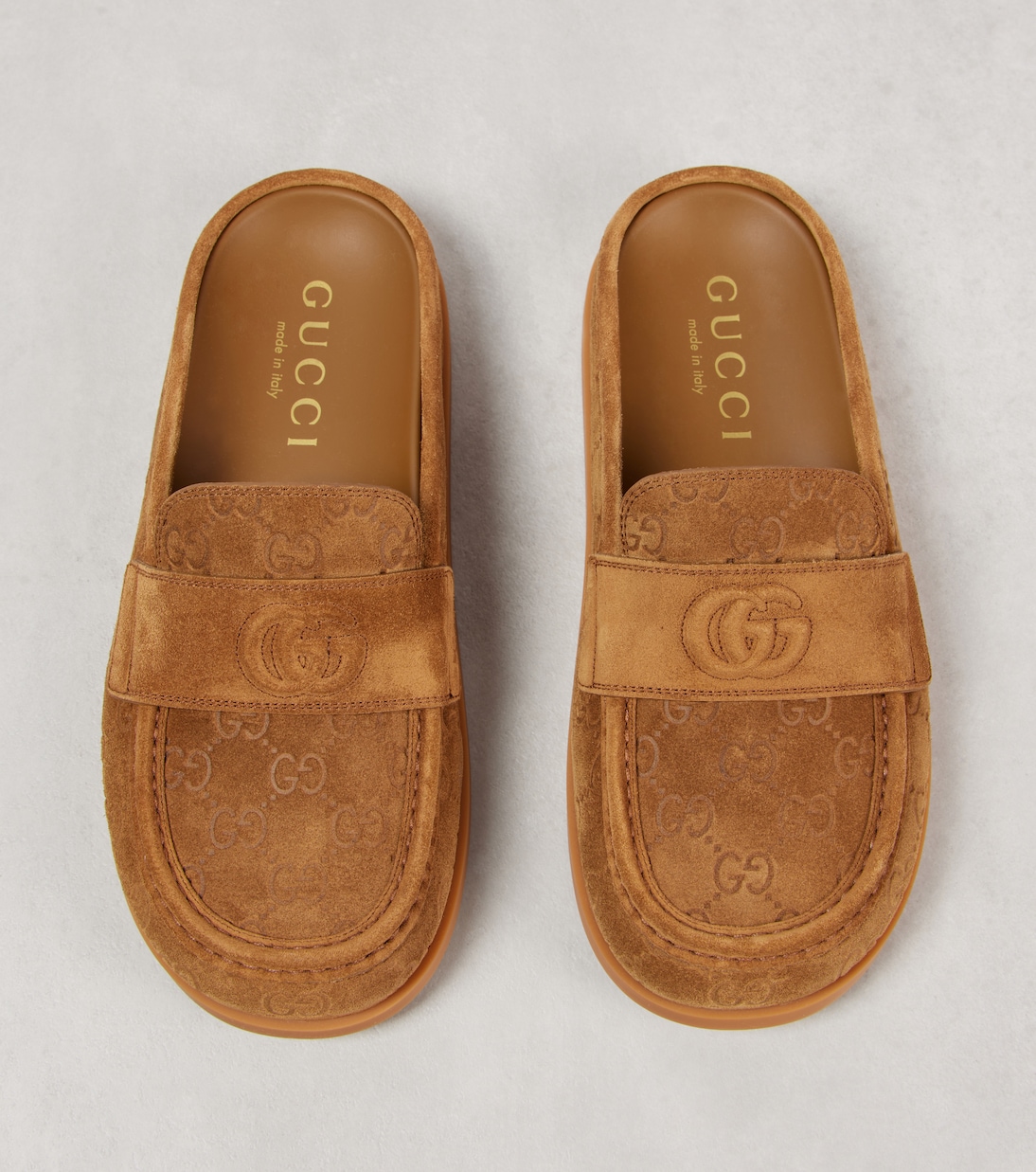 GUCCI Muli Celia GG in Pelle Scamosciata per Giovani Stilisti