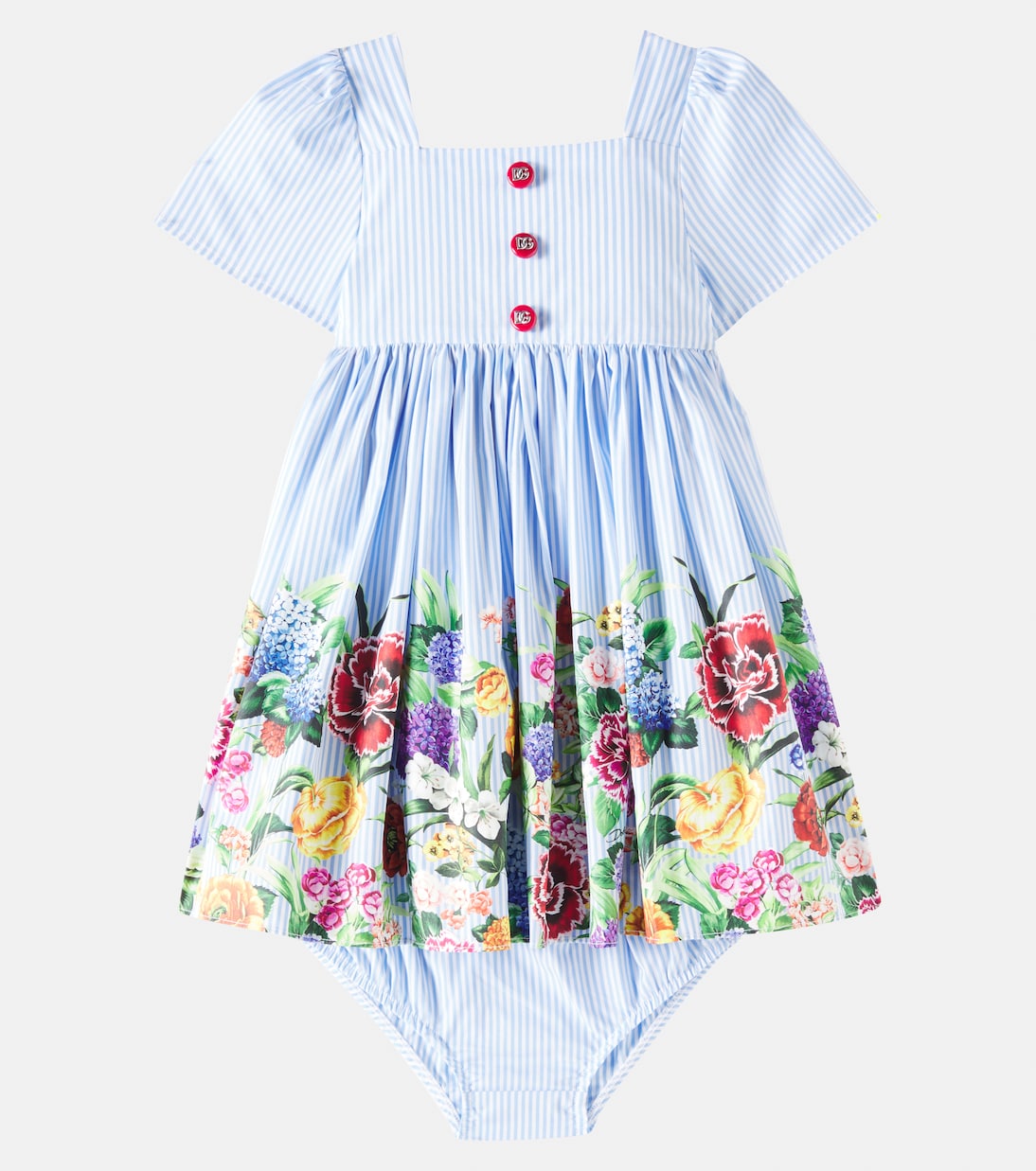 Baby - Abito e culottes in cotone con stampa | Dolce&Gabbana Kids