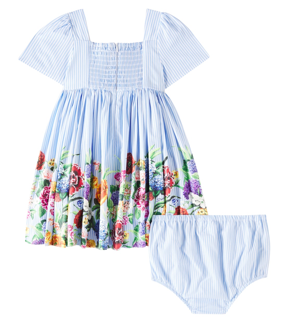 Baby - Abito e culottes in cotone con stampa | Dolce&Gabbana Kids